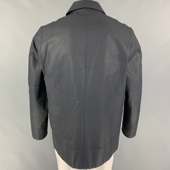 ACNE STUDIOS Size M Navy Coated Cotton Buttoned Coat - Picture 3 of 6